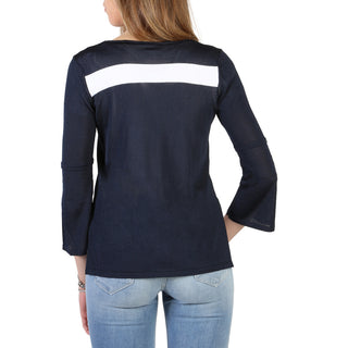 Sleek Fasten: Armani's 3/4 Sleeve Sweater