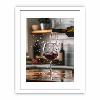 Red wine being poured into a glass with a blurred background